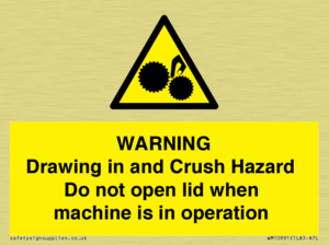 Warning Drawing in and Crush Hazard